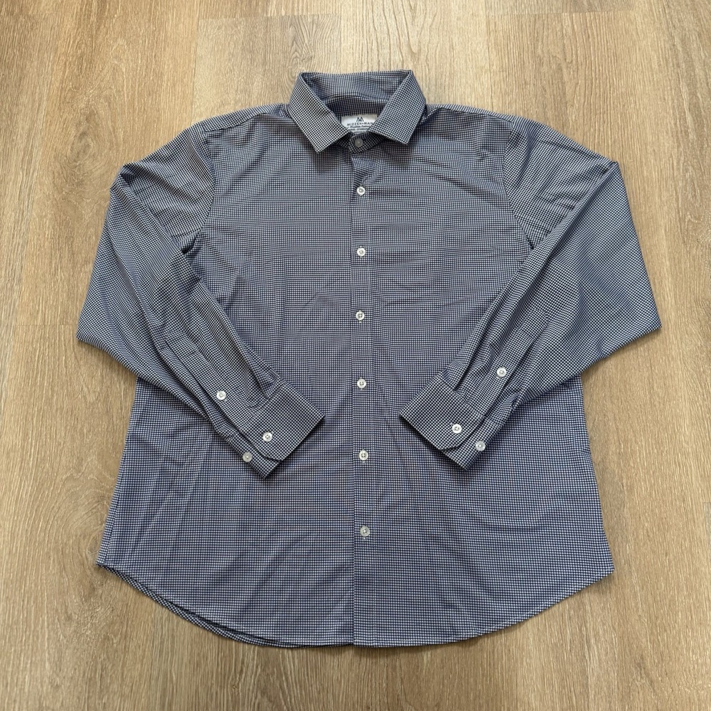 Mizzen + Main Standard Fit Shirt Mens Large Performance Blue Gingham Check USA‎